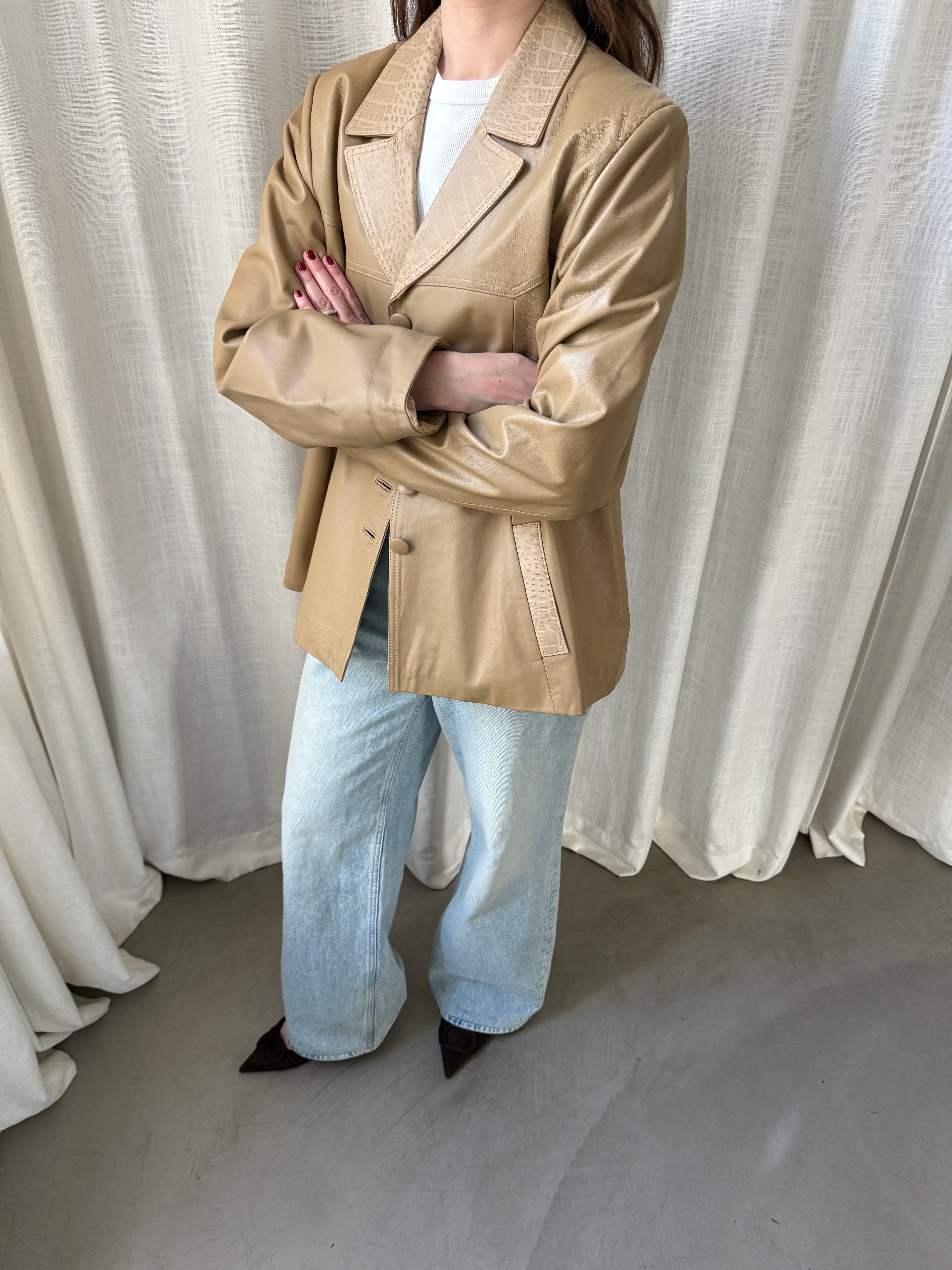 Croc Leather Blazer
