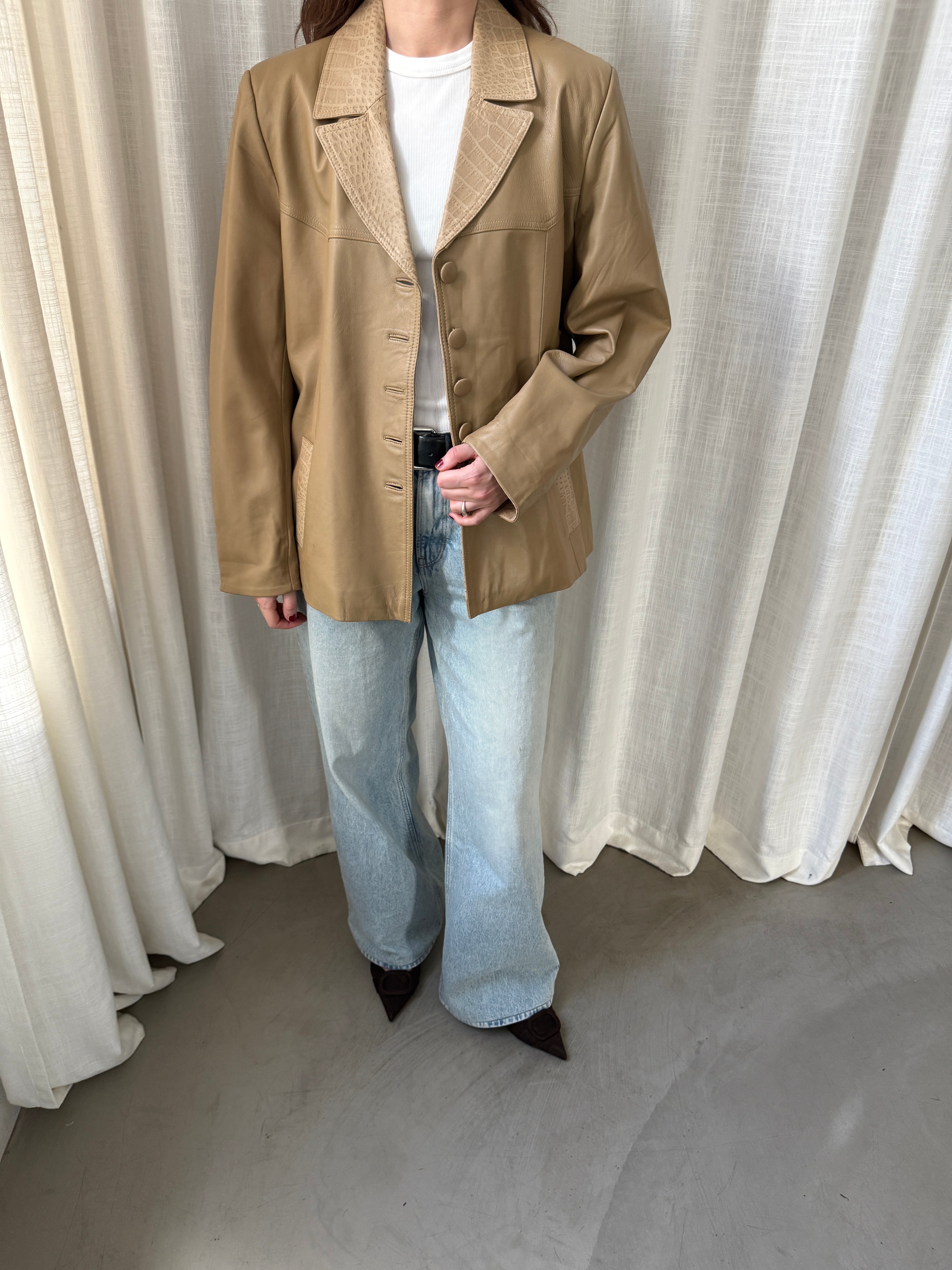 Croc Leather Blazer