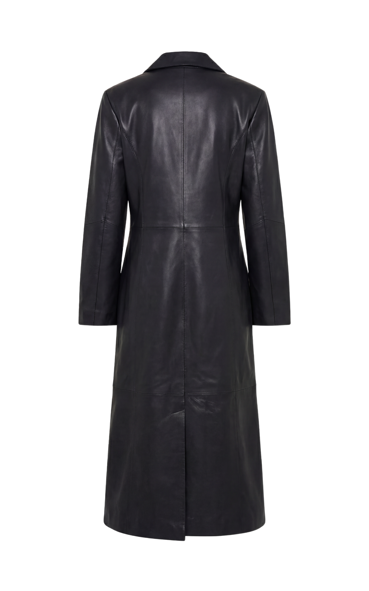 Long Black Upcycled Leather Coat | Worn Vintage