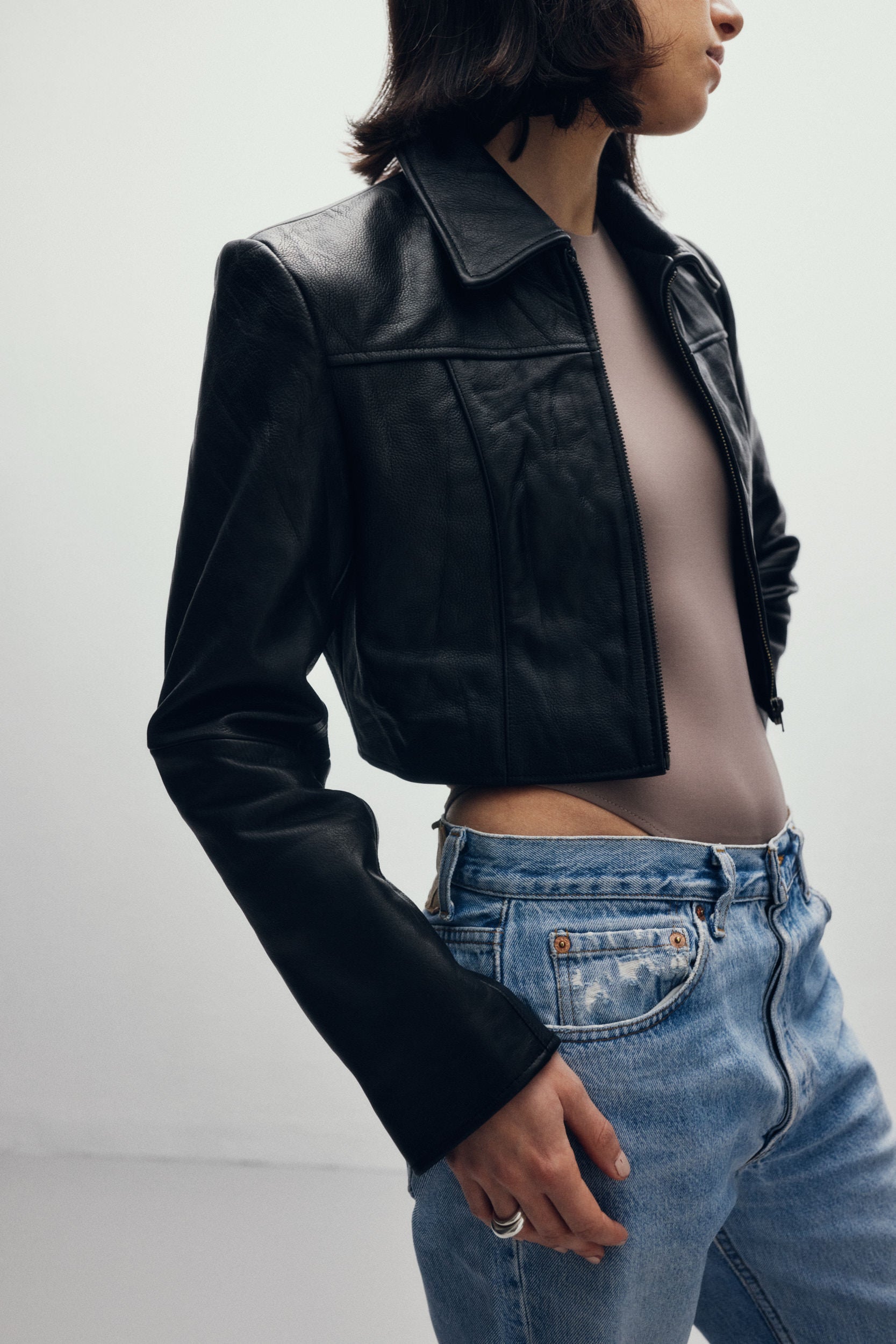 Cropped Leather Jacket